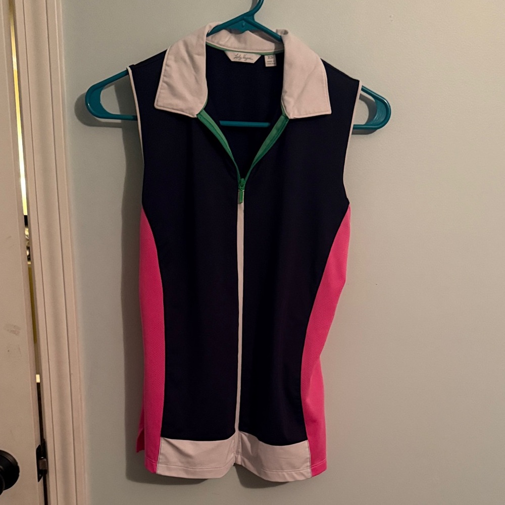 Lady Hagen Navy and White Sleeveless Top